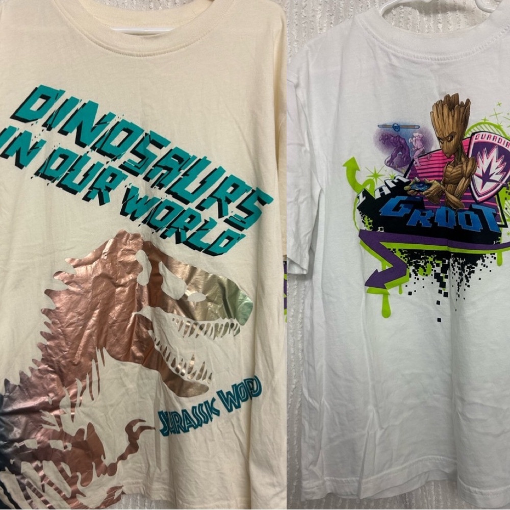 Kids Shirts Bundle H&M Size 8/10 Jurassic World Groot 2 Shirts